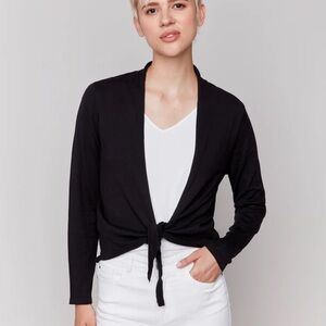 Black Tie-Front Women's Sweater